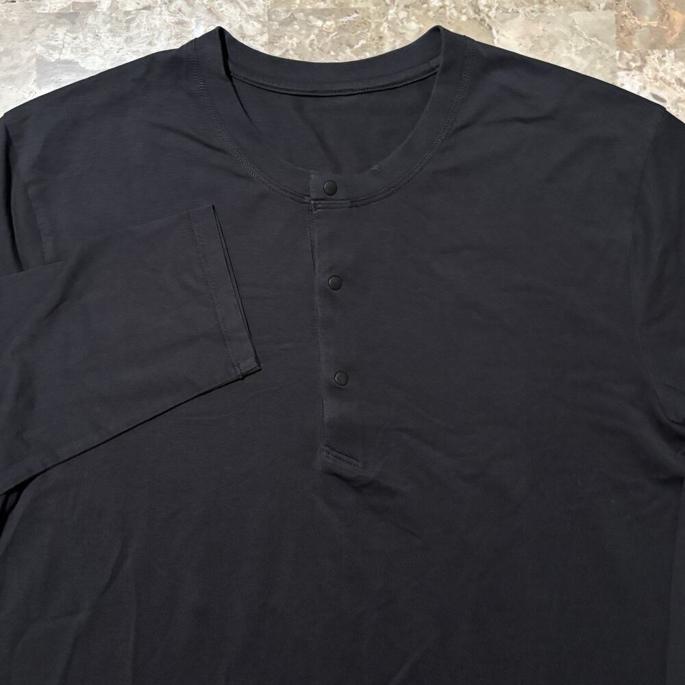Lululemon Shirt Mens Medium Black Fundamental Henley Long Sleeve Smart Casual